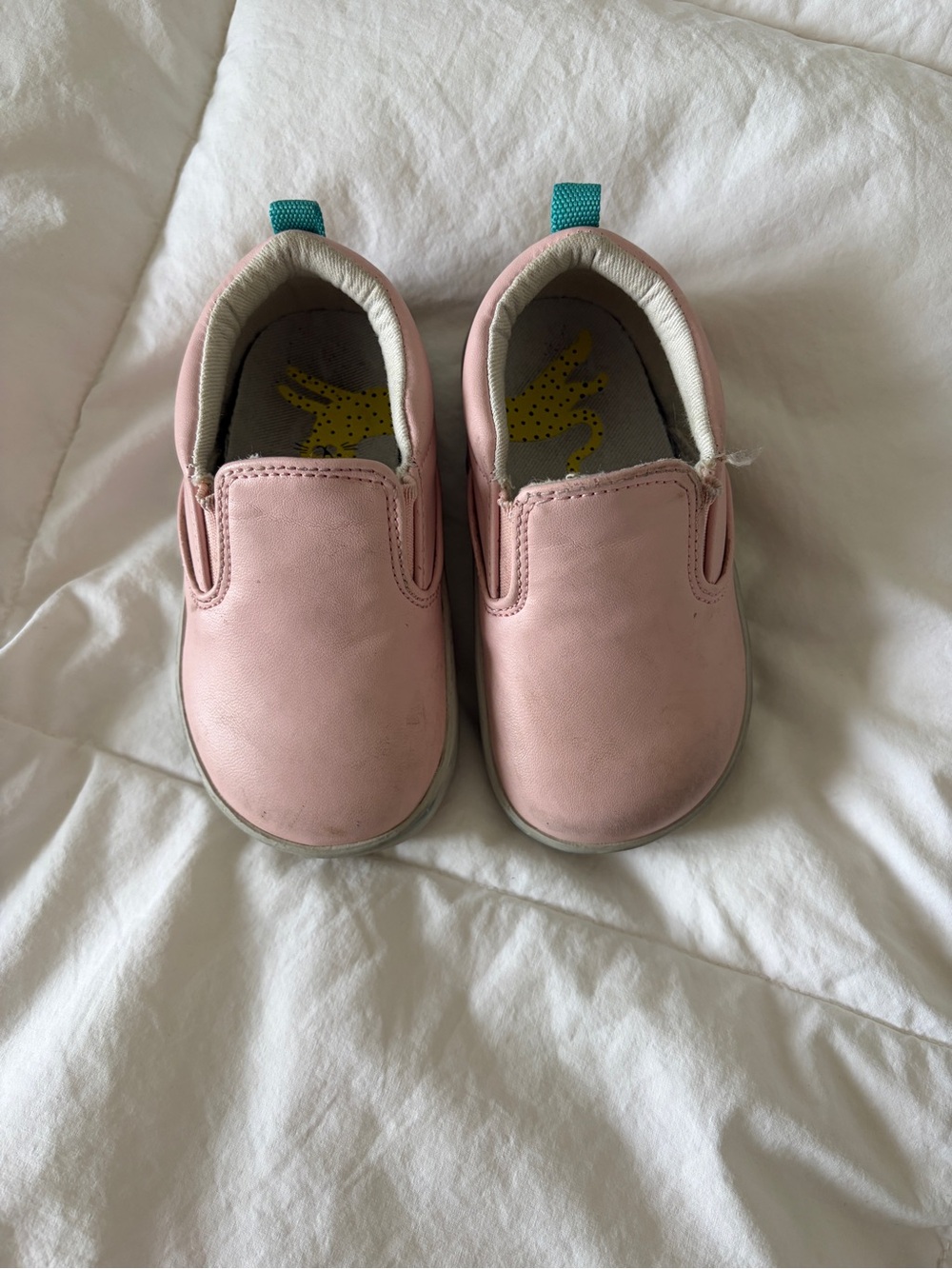 Ten-Little Slip-On Walker Shoes in Light Pink with Teal Pull Tab